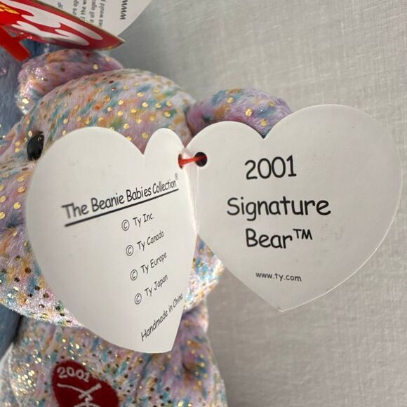TY Beanie Baby Trio – Signature 2001 & Decade 2003 Bears – Confetti, Blue & Red - Picture 13 of 13